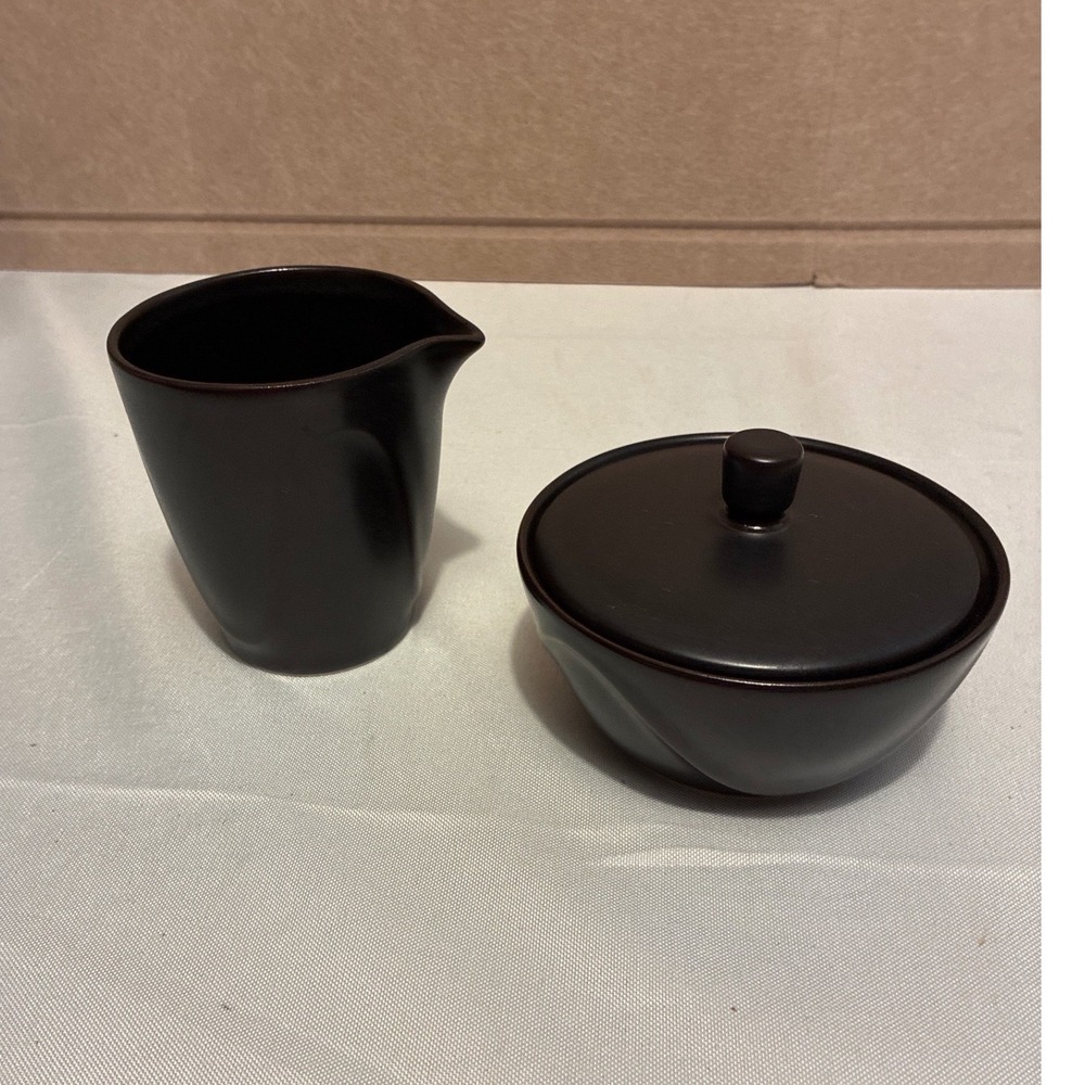 Dansk sugar & creamer vintage Origami dark brown midcentury‎ modern 60s
